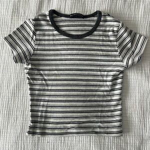 Brandy Melville Striped T Shirt Grey